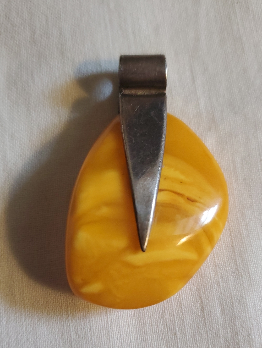 Vintage Egg Yolk Amber Pendant Sterling Silver